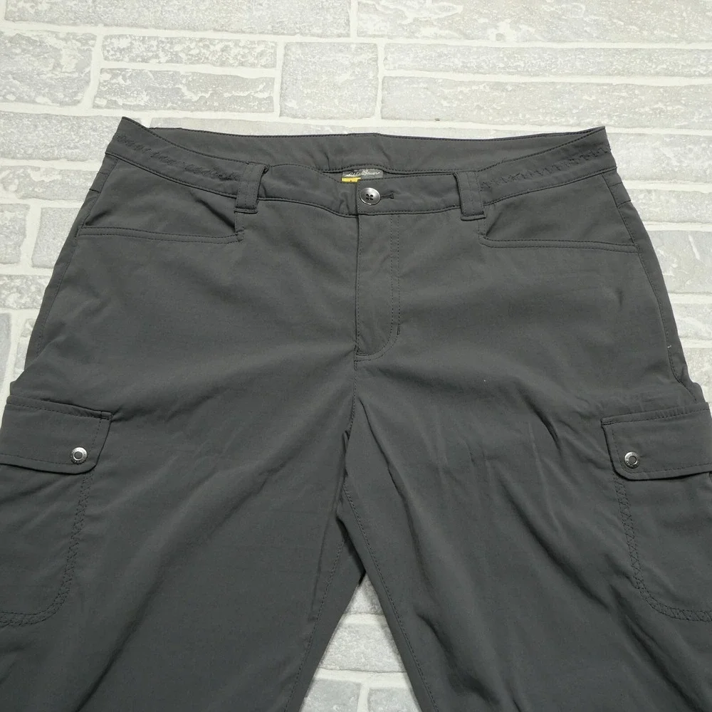 Eddie Bauer Travex Pants Womens Size 12 Gray Nylon Stretch Cargo‎ Carpi Travel